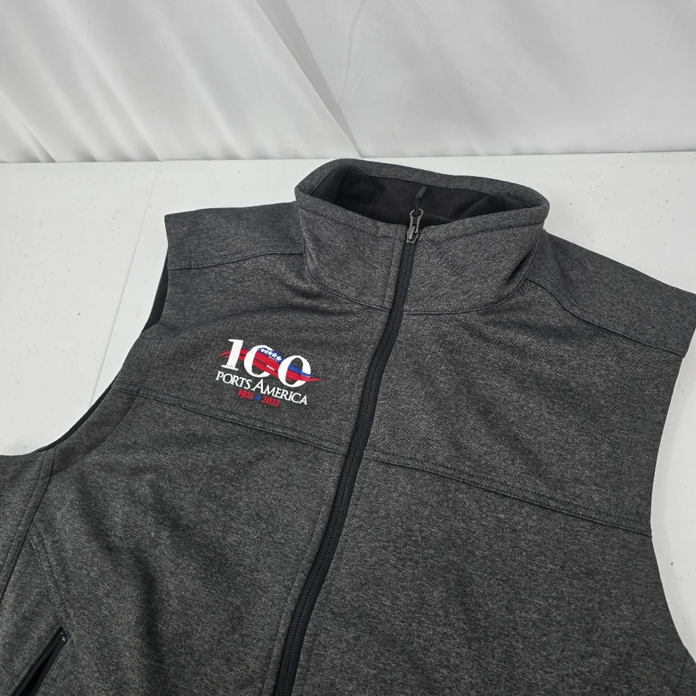 The North Face Windwall Fleece Vest Men's L Heather Gray Ports America Logo Poly